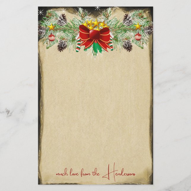 Papelería Árbol de Navidad Rojo Stars Gold Lights Garland (Anverso)