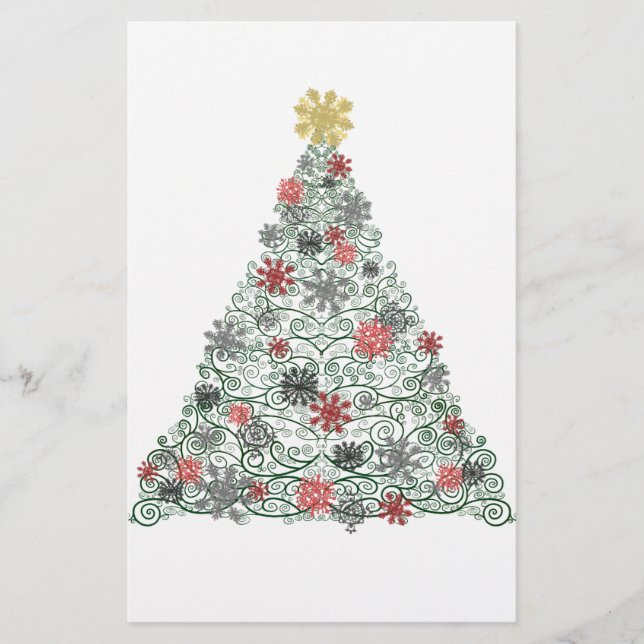 Papelería Árbol de Swirly adornado (Anverso)