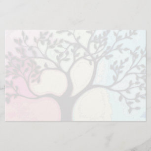 Papelería Árbol sobre vello sobre acuarela - digitalizado