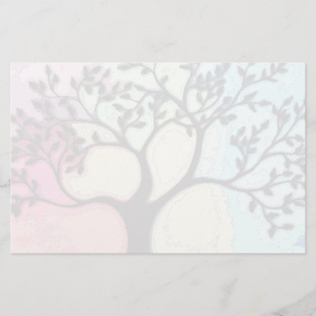 Papelería Árbol sobre vello sobre acuarela - digitalizado (Anverso)