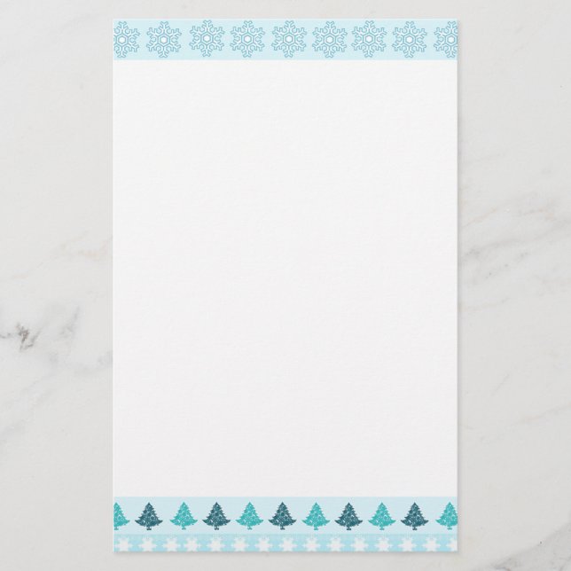 Papelería Árboles de Navidad y copos de nieve (Anverso)