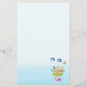 Papelería Arca animal en el zoológico con mariposa y ballena