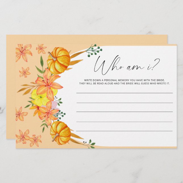 Papelería Arco de calabaza ¿Quién soy? (Anverso / Reverso)