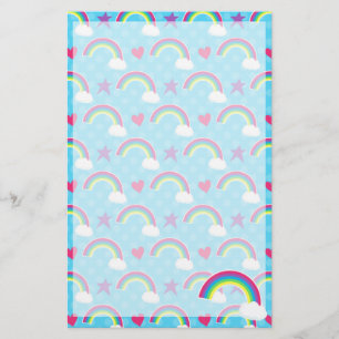 Papelería Arco iris, corazones y estrellas