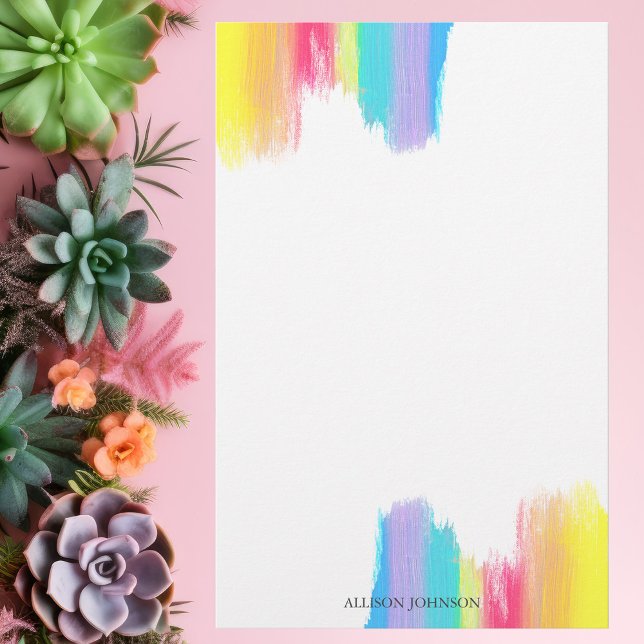 Papelería Arcoiris acuarela Hermoso Monograma Artístico (Subido por el creador)