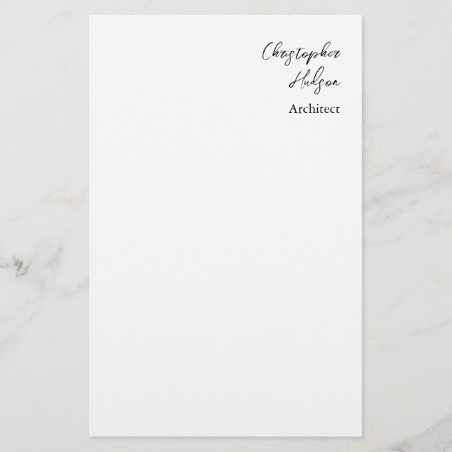 Papelería Arquitecto Blanco Negro Profesional Liso (Anverso)