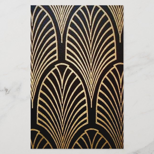 Papelería Art Nouveau, art deco, patrón de ventilador, bronc (Anverso)