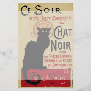 Papelería Art Nouveau vintage, chat Ce Soir Noir gato negro