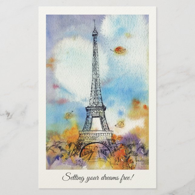 Papelería Arte acuático de la Torre Eiffel de París (Anverso)