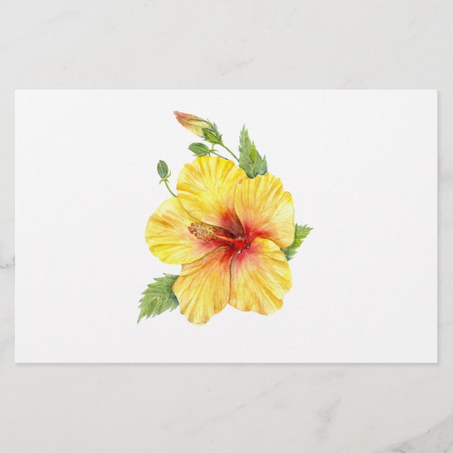 Papelería Arte botánico amarillo hibiscus (Anverso)