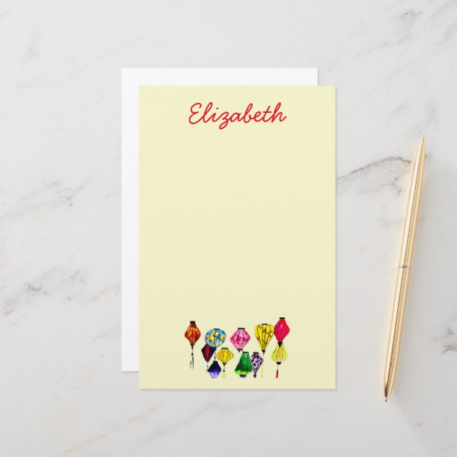 Papelería Arte colorido de linternas chinas (Anverso/Reverso In Situ)