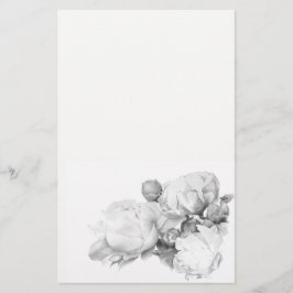 Papelería Arte de acuarela floral elegante de peones blancos