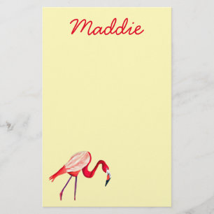 Papelería arte de aves acuáticas flamingo naranja