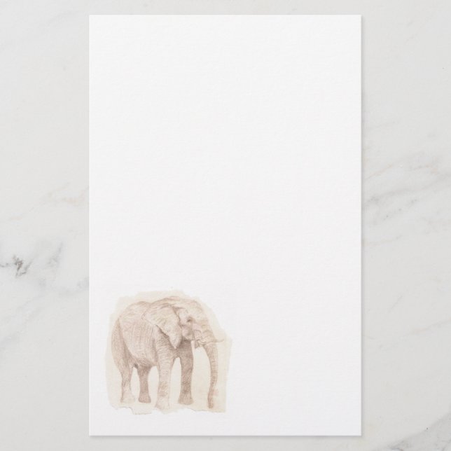 Papelería Arte de boceto de elefante (Anverso)