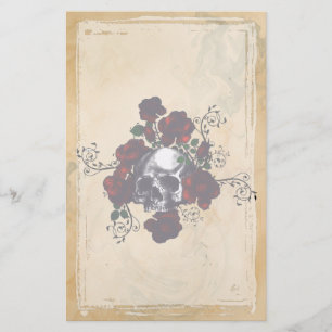 Papelería Arte de Gótico con estilo de tatuaje de cráneo y R