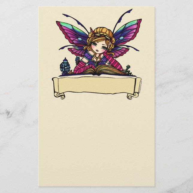 Papelería Arte de hadas de la fantasía de la biblioteca del (Anverso)