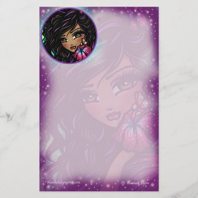 Papelería Arte de hadas de la fantasía del hibisco de (Anverso)