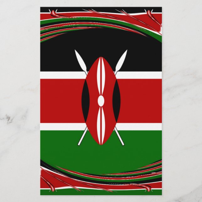Papelería Arte de la bandera de Kenia - Diseño patriótico y  (Anverso)