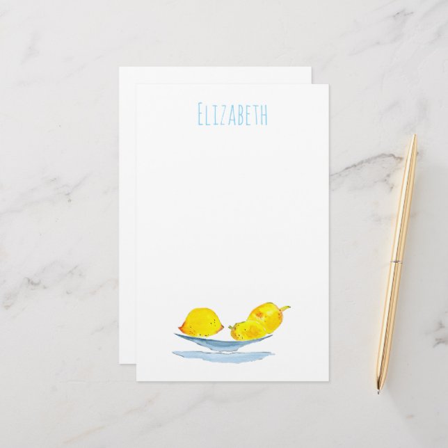 Papelería Arte de la fruta de los limones amarillos (Anverso/Reverso In Situ)