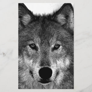 Papelería Arte de lobo en blanco y negro