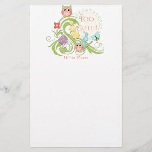 Papelería Arte floral del búho n de la voluta caprichosa