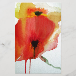Papelería Arte floral moderno del watercolour rojo de las