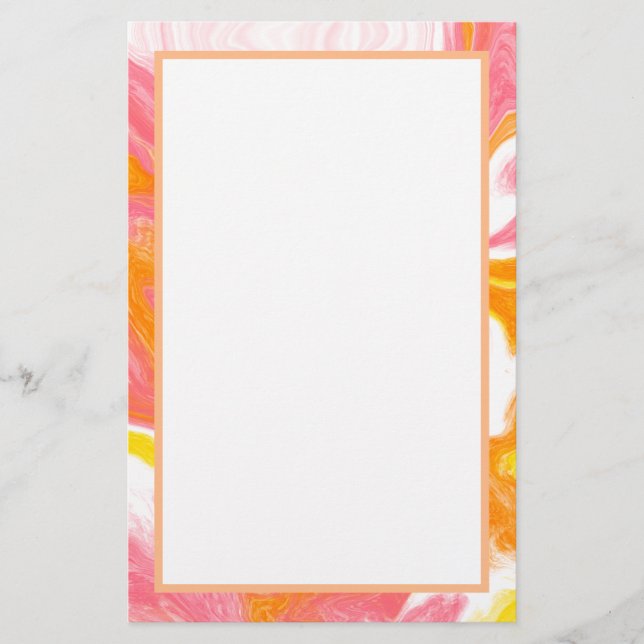 Papelería Arte fluido rosa y Naranja (Anverso)