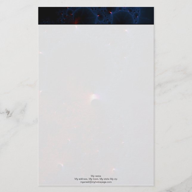 Papelería Arte fractal de celdas azules rojas (Anverso)