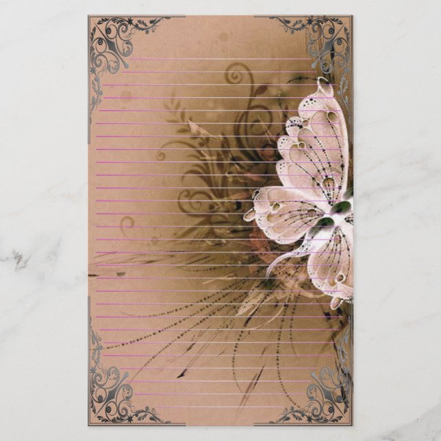 Papelería Arte maravilloso del pixel de las mariposas (Anverso)