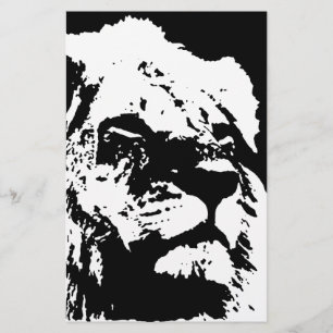 Papelería Arte pop de león blanco y negro