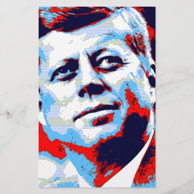 Papelería Arte Pop JFK John F. Kennedy Rojo Azul (Anverso)