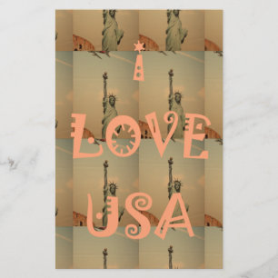 Papelería Arte pop patriótico: Diseño de arte gráfico "I Lov