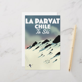 Papelería Arte retro de esquí La Parvat Chile.