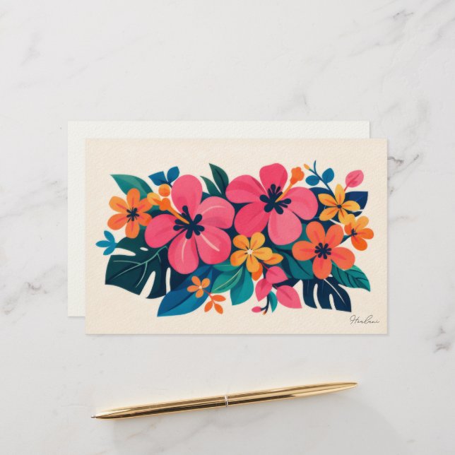 Papelería Arte tropical aloha hawaii en blanco (Anverso/Reverso In Situ)