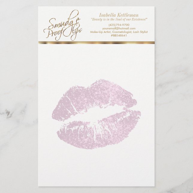 Papelería Así que los labios de Purpurina rosado Bonito (Anverso)