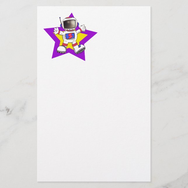 Papelería Astronauta personalizado en diseño de estrellas (Anverso)