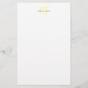 Papelería Atractivo Monograma Amarillo Blanco Minimalista Mo