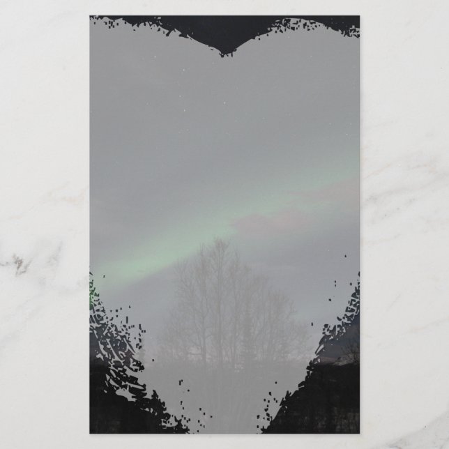 Papelería Aurora boreal en bosque boreal (Anverso)