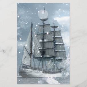 Papelería aventura invierno tormenta de nieve vintage barco