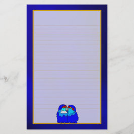 Papelería Aves de amor azules en una estatificación fina y a