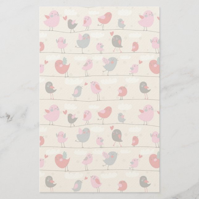 Papelería Aves enamoradas (Anverso)