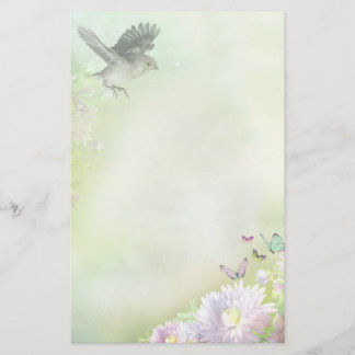 Papelería Aves, mariposas, flores