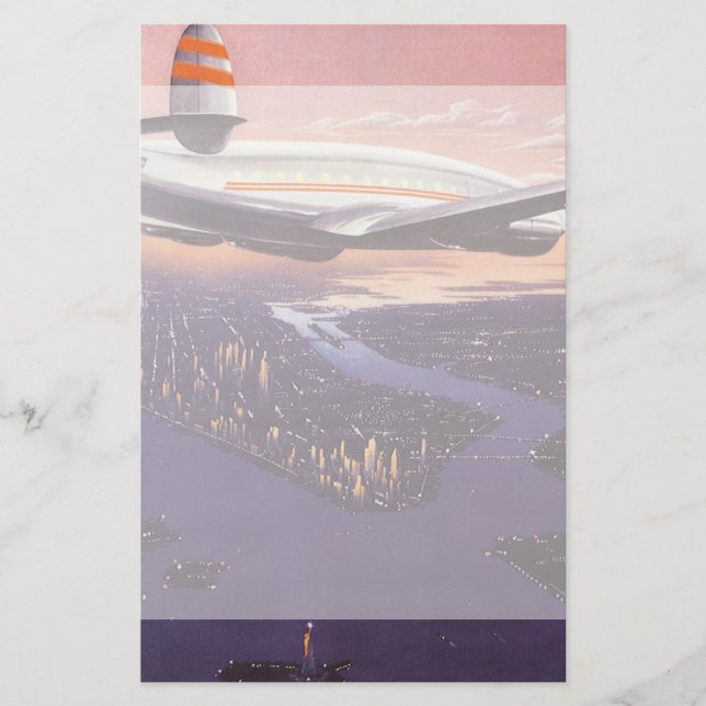 Papelería Avión de época sobre el río Hudson, Nueva York (Anverso)