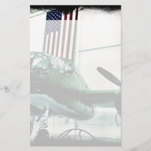 Papelería Avión militar patriótico con bandera estadounidens
