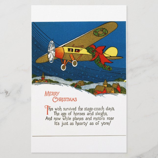 Papelería Avión navideño vintage (Anverso)