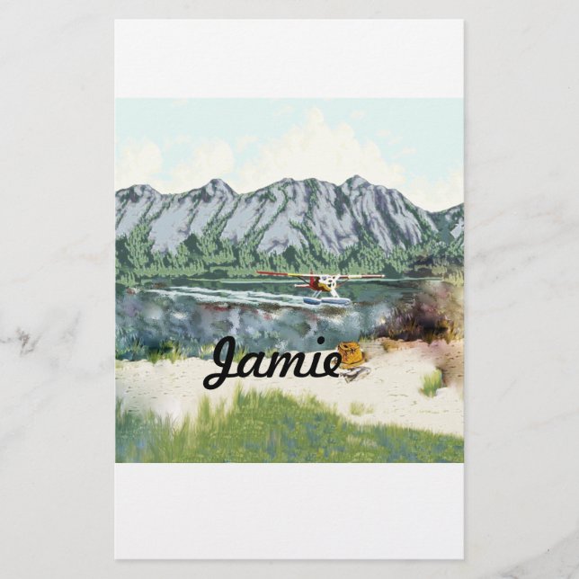 Papelería Avión Y Viajes De Pesca De Alaska Bush (Anverso)