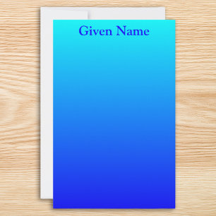 Papelería Azul Acuático Brillante Ombre Personalizado