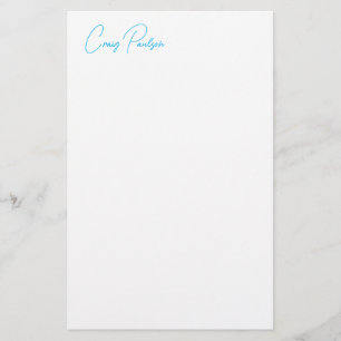 Papelería Azul blanco tu nombre caligrafía Minimalista único