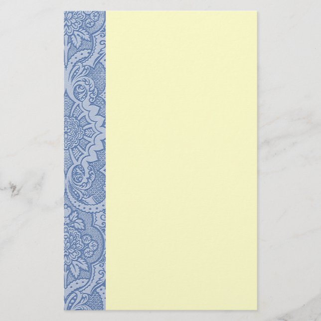 Papelería Azul de encaje elegante (Anverso)
