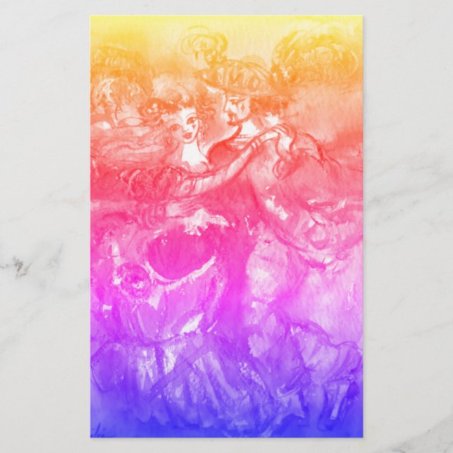 Papelería Azul del amarillo del rosa de los bailarines de la (Anverso)